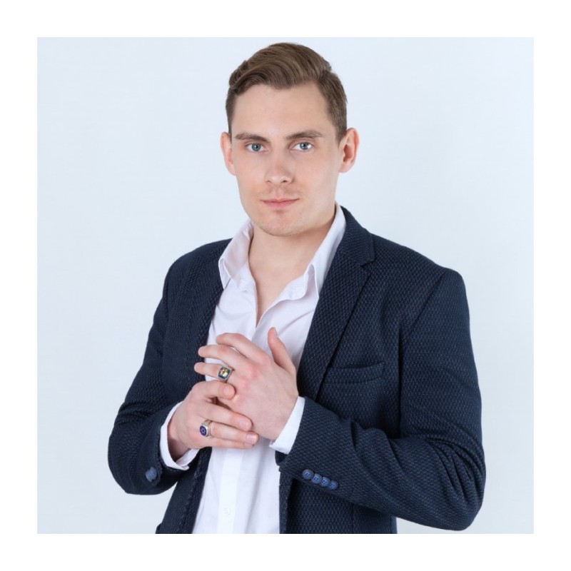 טבעת מצופה כסף סטרלינג ומצופה זהב עם כוכב... | טבעות יהודיות